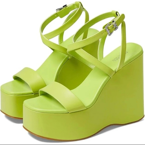 Michael Kors Shoes - Michael Kors Paola Leather Wedge Sandals in Bright Limeade - 8M (NIB)